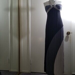 Unknown brand Maxi Long Halter top dress in gray/black, size XS